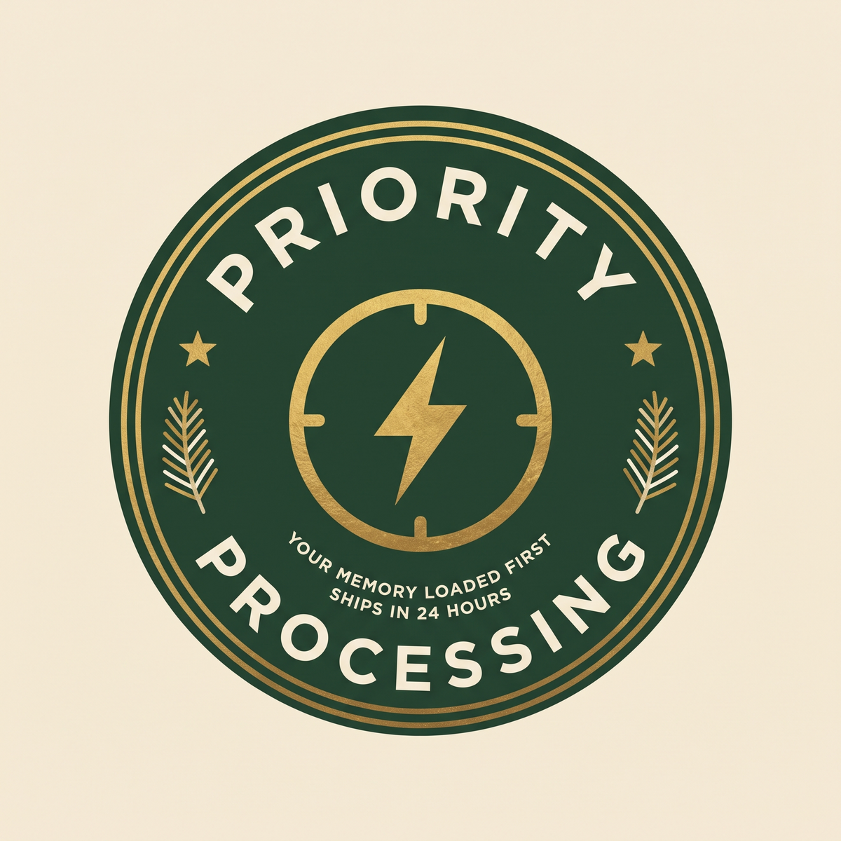 Priority Processing seal: your memory loaded first, ships in 24 hours