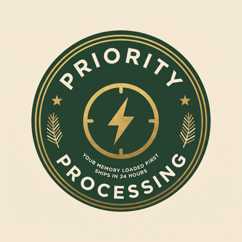 Priority Processing seal: your memory loaded first, ships in 24 hours