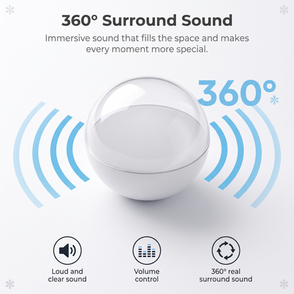 Holly Memories orb with built-in 360 degree speaker: your video plays with sound